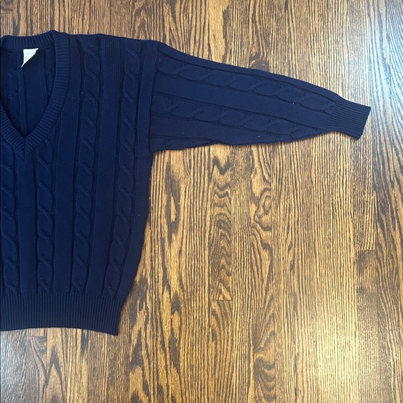 Vintage 90s Wool Blend Cable Knit V-Neck Sweater - Picture 7 of 10